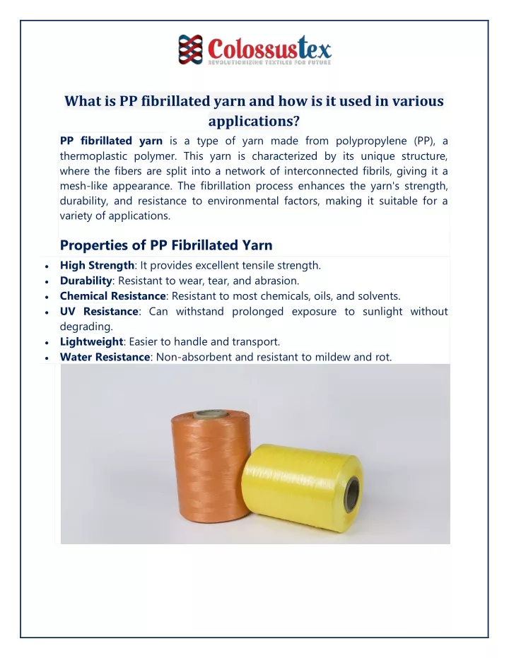 what is pp fibrillated yarn and how is it used