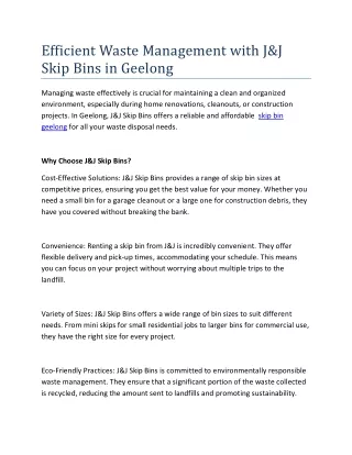 Skip Bin Geelong- J&J Skip Bins