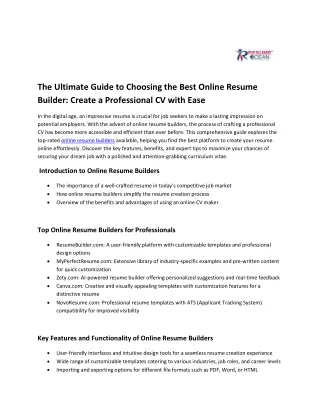 The Ultimate Guide to Choosing the Best Online Resume Builder