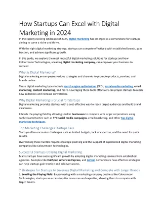 How Startups Can Excel with Digital Marketing in 2024