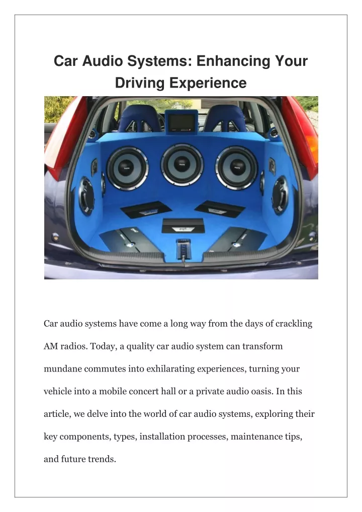 car audio systems enhancing your driving