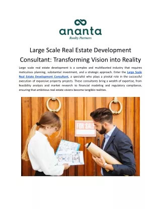 Large Scale Real Estate Development Consultant
