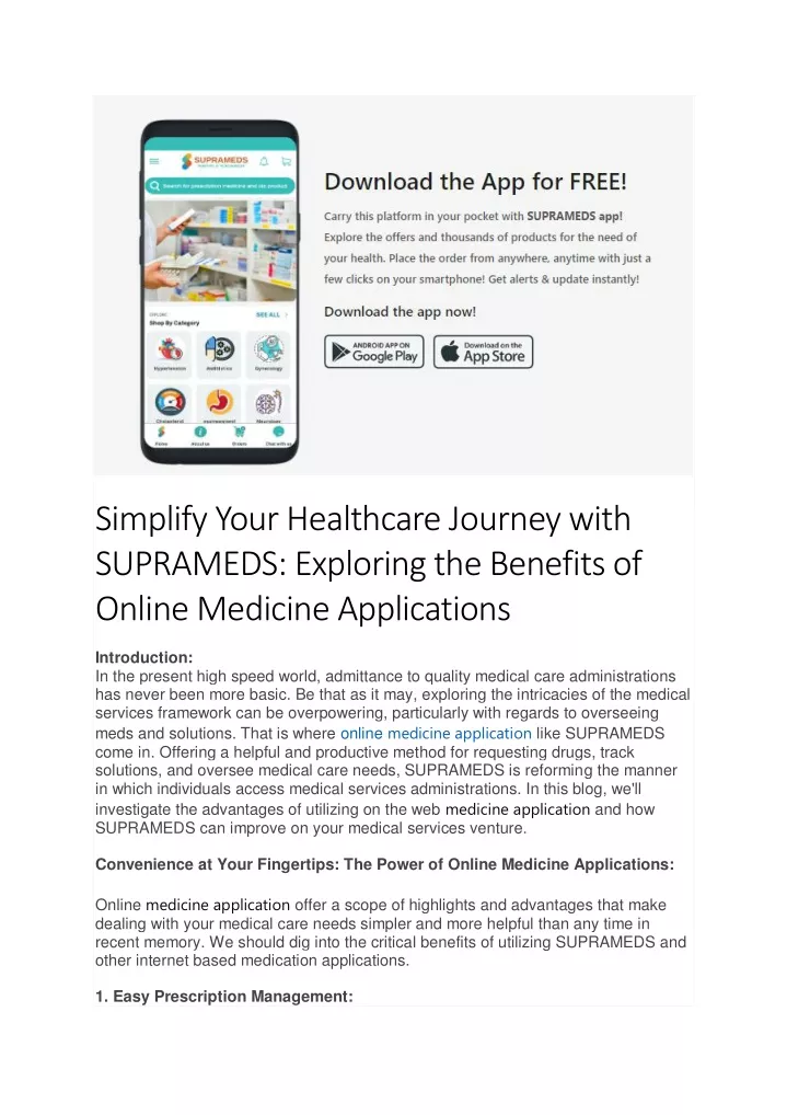 simplify your healthcare journey with suprameds