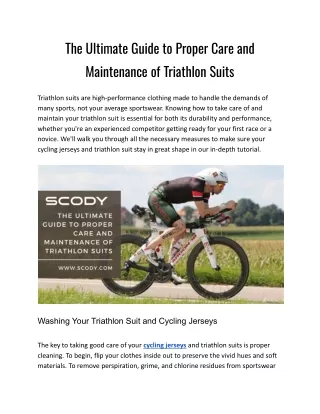 The Ultimate Guide to Proper Care and Maintenance of Triathlon Suits
