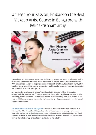 The best makeup artist course in Bangalore