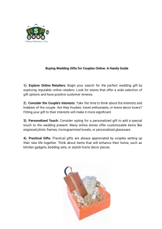 Buying Wedding Gifts for Couples Online: A Handy Guide