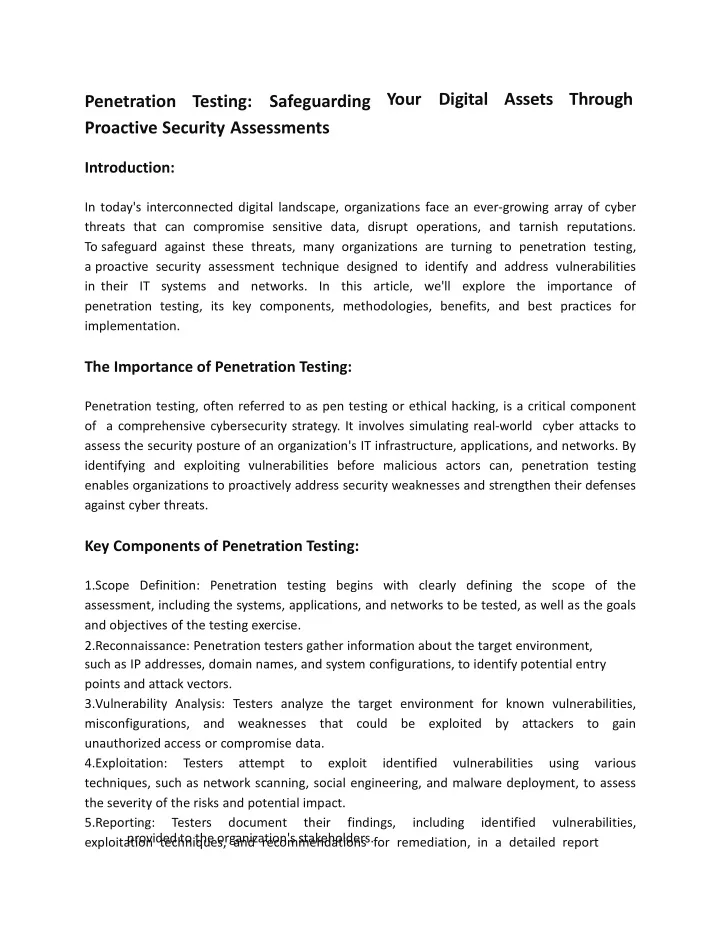 penetration testing safeguarding proactive