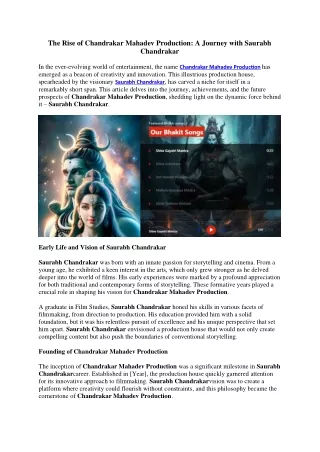 The Rise of Chandrakar Mahadev Production - A Journey with Saurabh Chandrakar