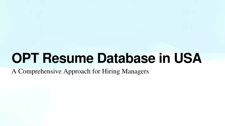 opt resume database in usa