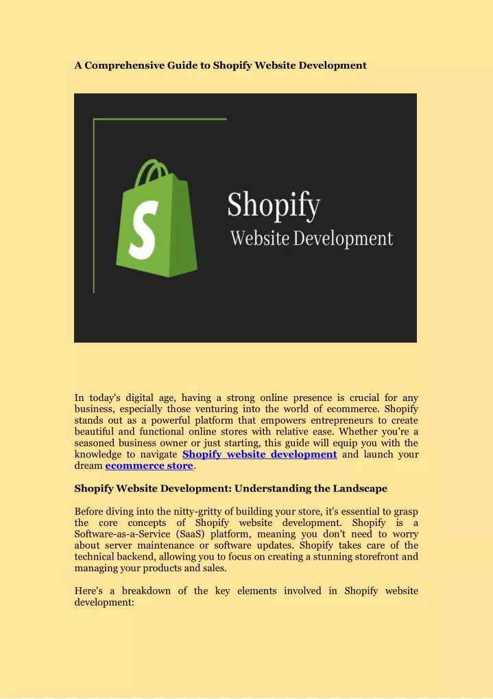 a comprehensive guide to shopify website