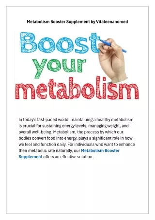 Metabolism Booster Supplement by Vitaleenanomed
