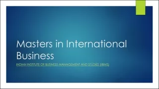 Masters in International Business