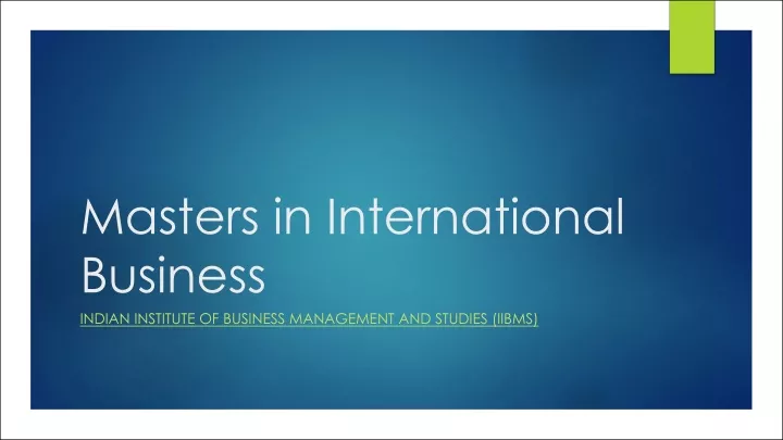 masters in international business indian