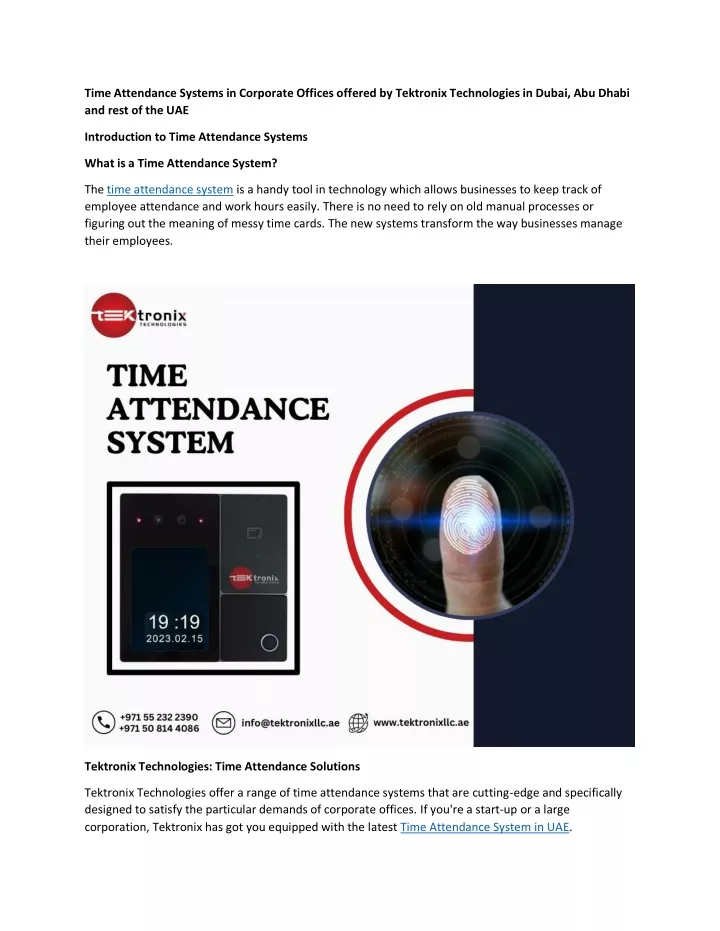 time attendance systems in corporate offices