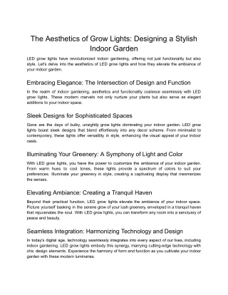 The Aesthetics of Grow Lights_ Designing a Stylish Indoor Garden