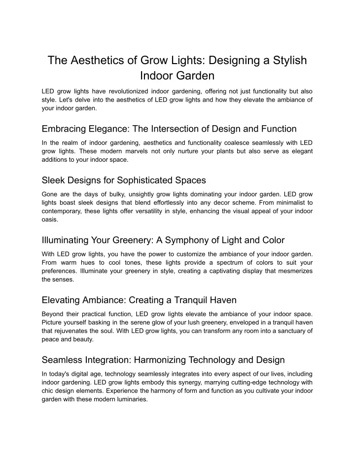 the aesthetics of grow lights designing a stylish