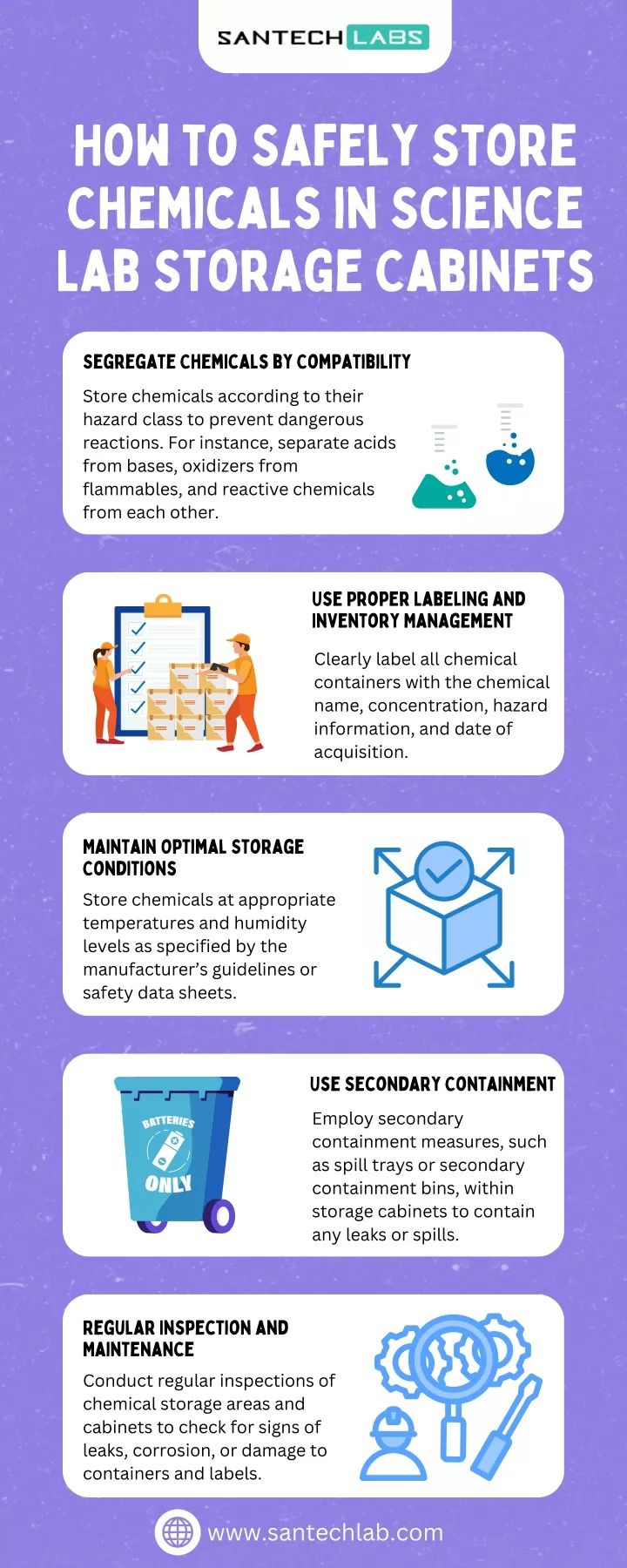 how to safely store chemicals in science