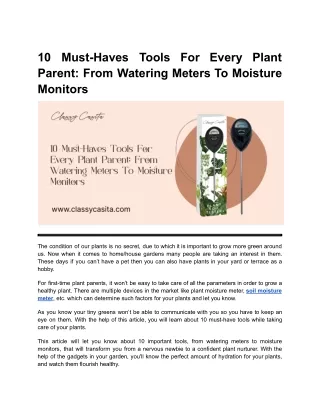 10 Must-Haves Tools For Every Plant Parent_ From Watering Meters To Moisture Monitors