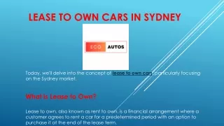 Lease to Own Cars in Sydney