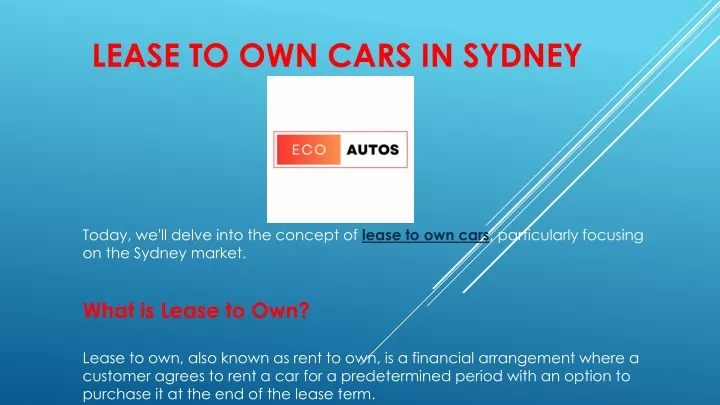 lease to own cars in sydney