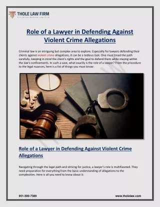 Role of a Lawyer in Defending Against Violent Crime Allegation