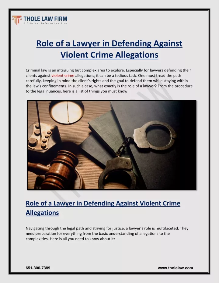 role of a lawyer in defending against violent