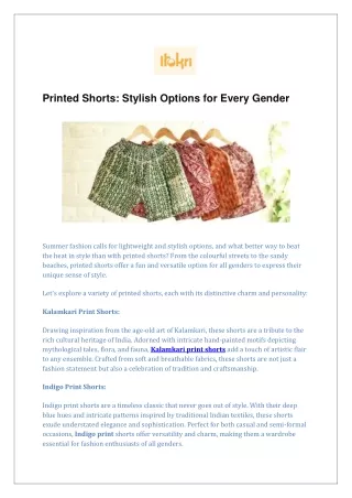 Printed Shorts: Stylish Options for Every Gender