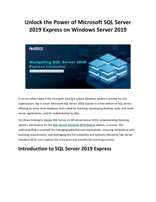 Unlock the Power of Microsoft SQL Server 2019 Express on Windows Server 2019