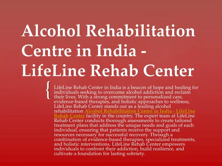 alcohol rehabilitation centre in india lifeline rehab center