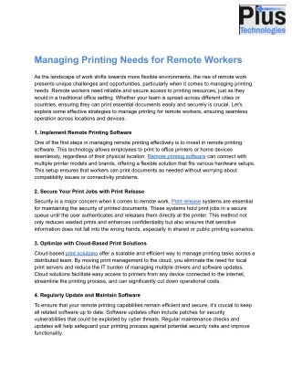 Managing Printing Needs for Remote Workers