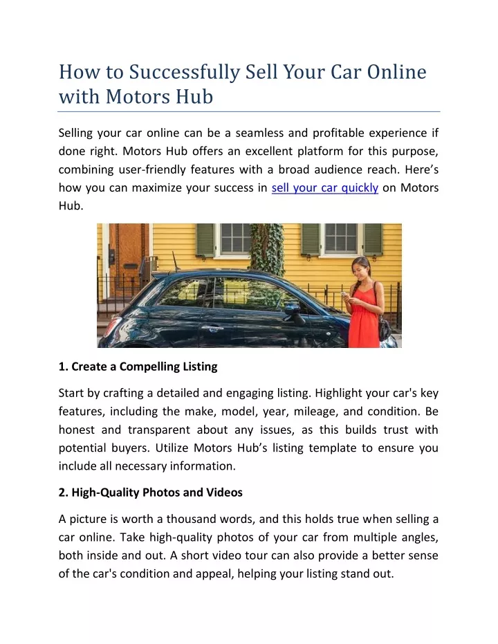 how to successfully sell your car online with