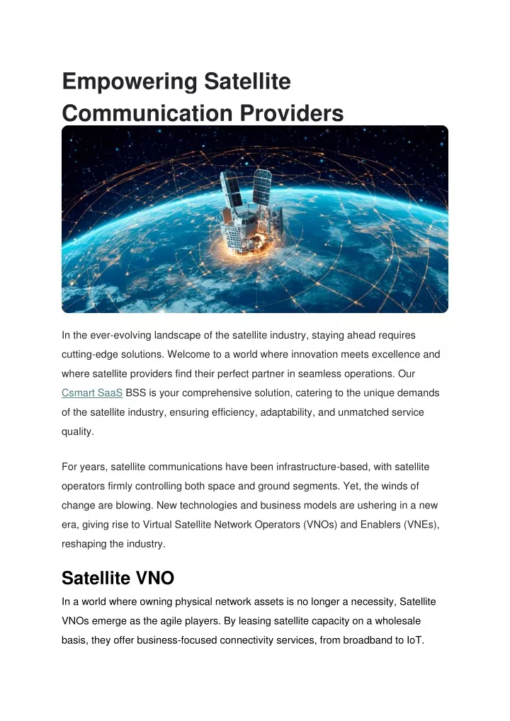 empowering satellite communication providers