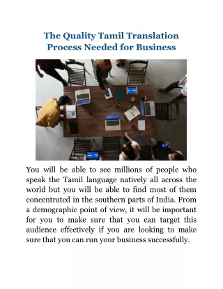 The Quality Tamil Translation Process Needed for Business
