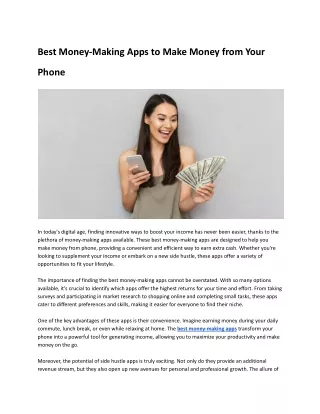 Best Money-Making Apps to Make Money from Your Phone