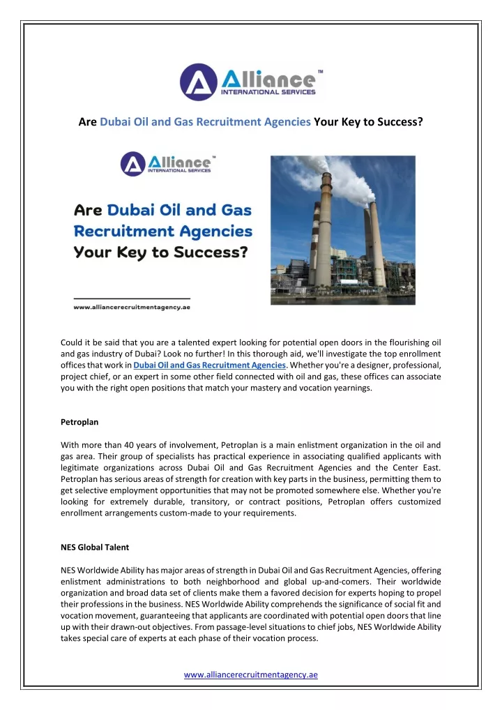 are dubai oil and gas recruitment agencies your