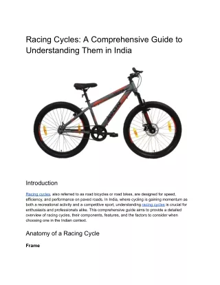 Racing Cycles_ A Comprehensive Guide to Understanding Them in India