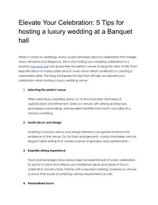 Elevate Your Celebration_ 5 Tips for Hosting a Luxury Wedding at a Banquet hall