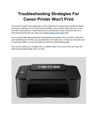Troubleshooting Strategies For Canon Printer Won't Print