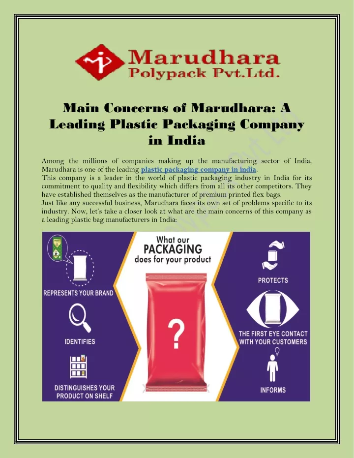 main concerns of marudhara a leading plastic