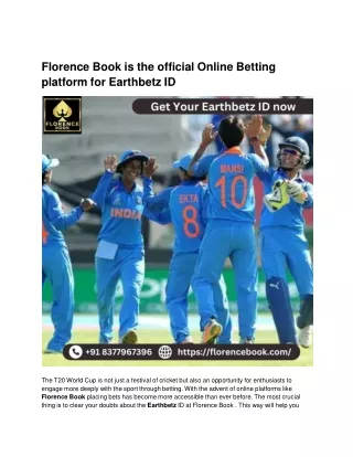 Florence Book is the official Online Betting platform for Earthbetz ID