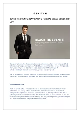 BLACK TIE EVENTS: NAVIGATING FORMAL DRESS CODES FOR MEN