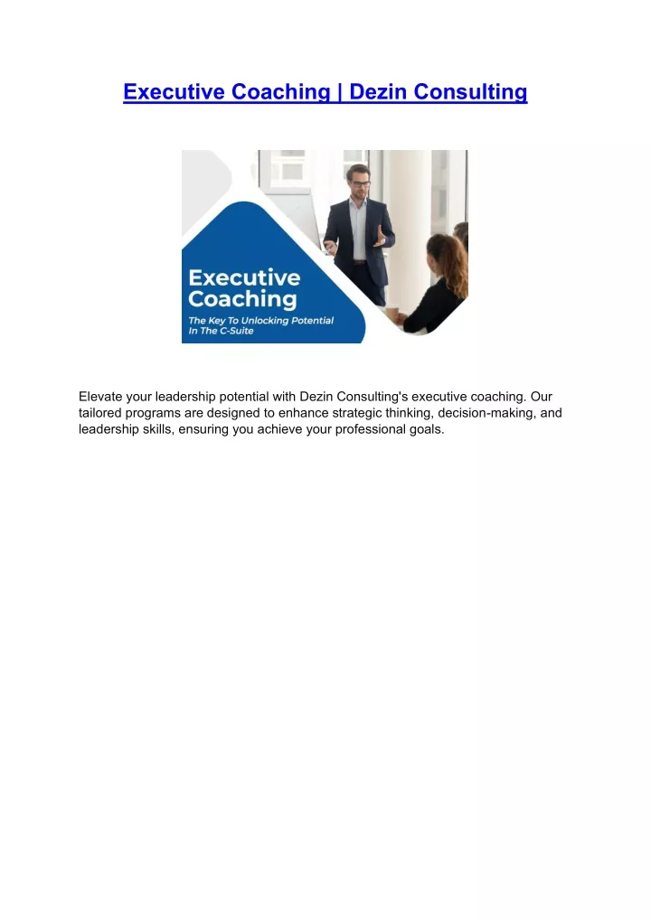 executive coaching dezin consulting