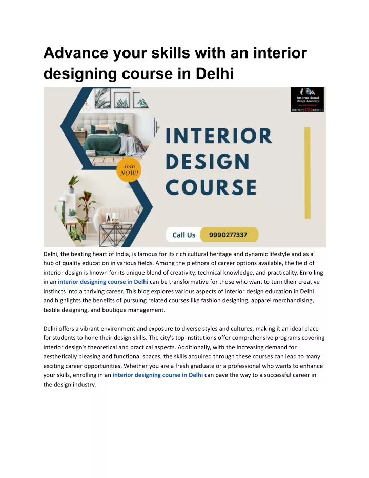 advance your skills with an interior designing