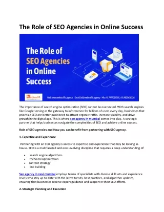 The Role of SEO Agencies in Online Success