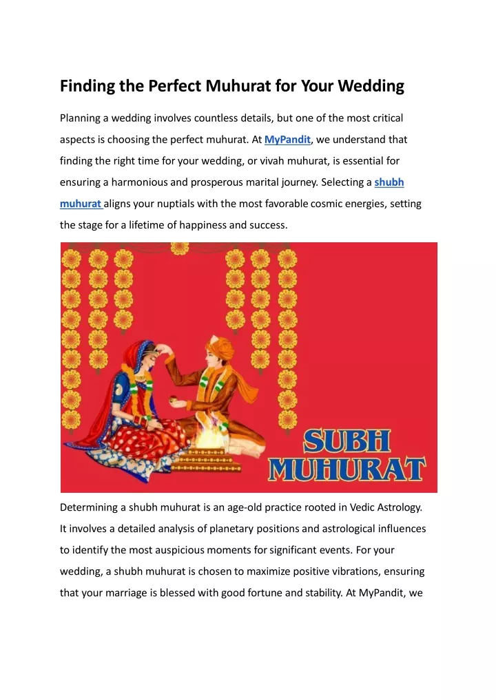 finding the perfect muhurat for your wedding