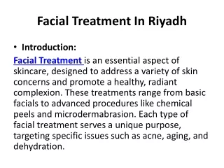 Facial Treatment In Riyadh