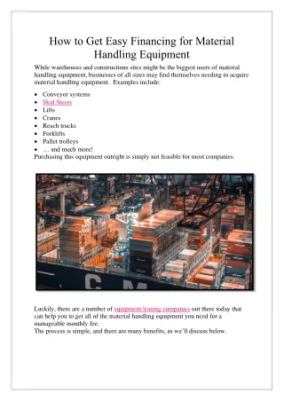 how to get easy financing for material handling