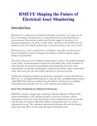RMEYE Shaping the Future of Electrical Asset Monitoring