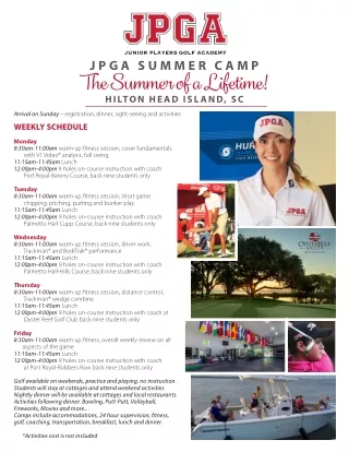 JPGA SUMMER CAMP - The Summer of a Lifetime!