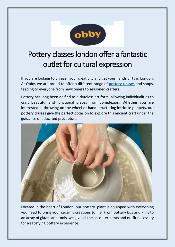 pottery classes london offer a fantastic pottery